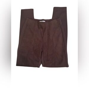 White House Black Market Brown Women's Stretch Faux Suede Front Ponte Pants 0